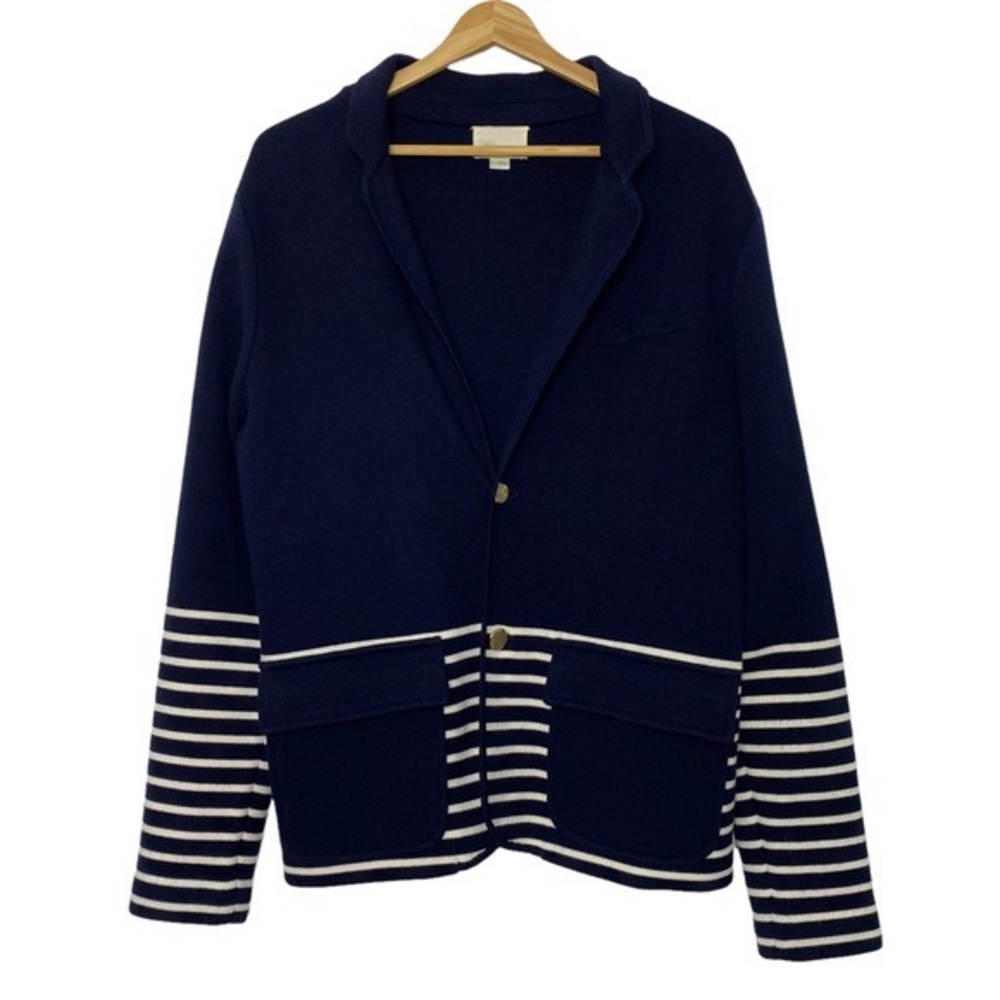 Band of Outsiders Women's Nautical Striped Button Front Knit Blazer